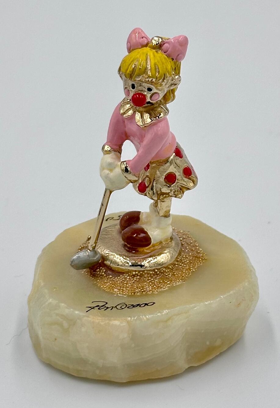 Ron Lee Collectors Club 24K Plated Accents Female Lady Golfer Figurine on Quartz